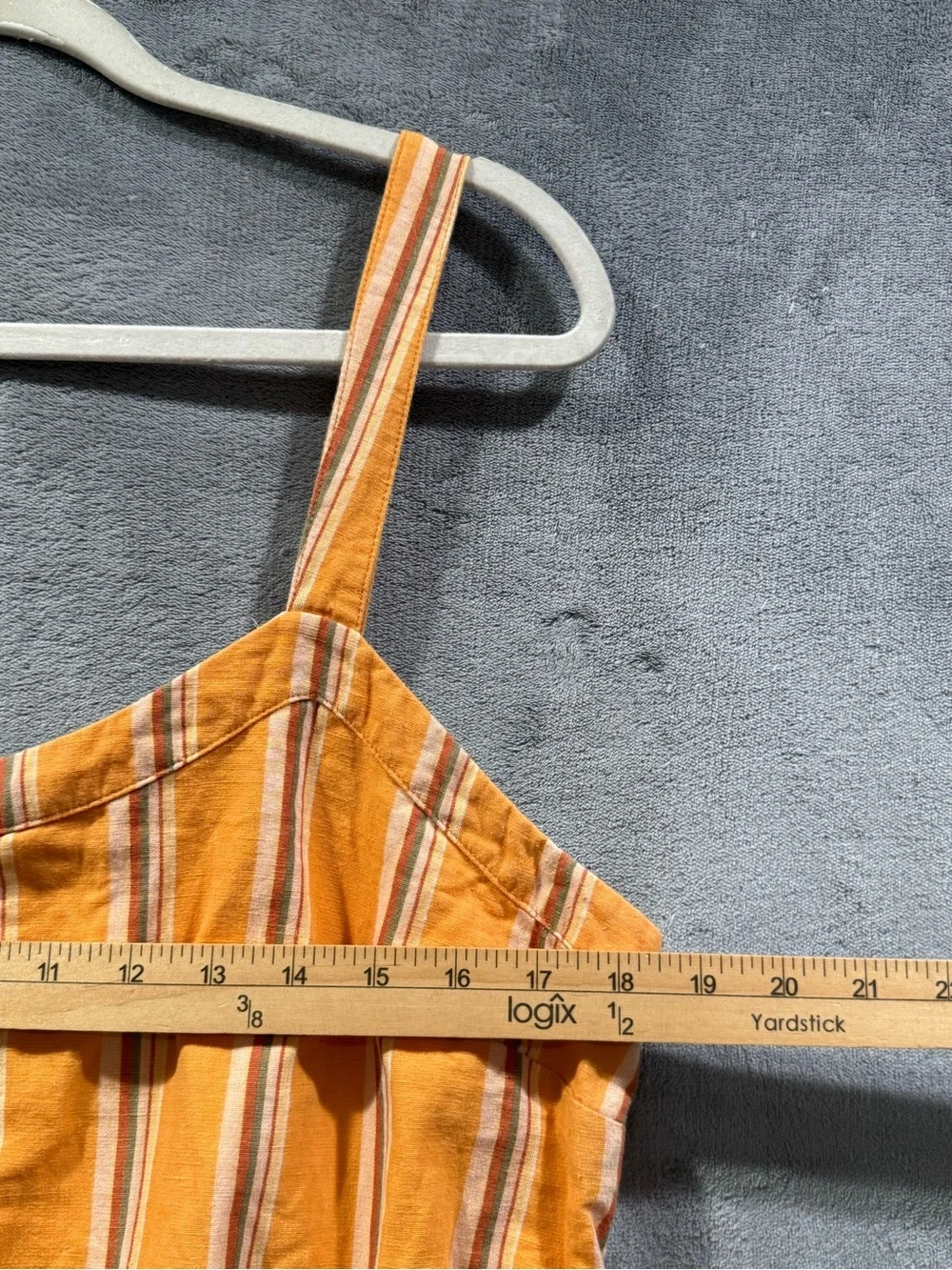 Pact Women's Canopy Linen Blend Button-Front Dress Size XL Orange Striped Boho